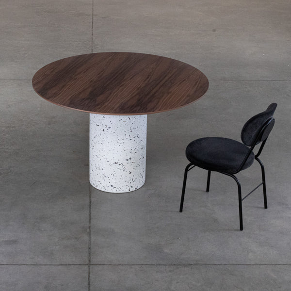 Mesa Bouman Solo | Tampo Madeira | Base Concreto e Granilite