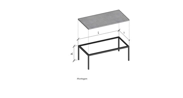 Mesa Hertz Retangular | Tampo Concreto e Granilite