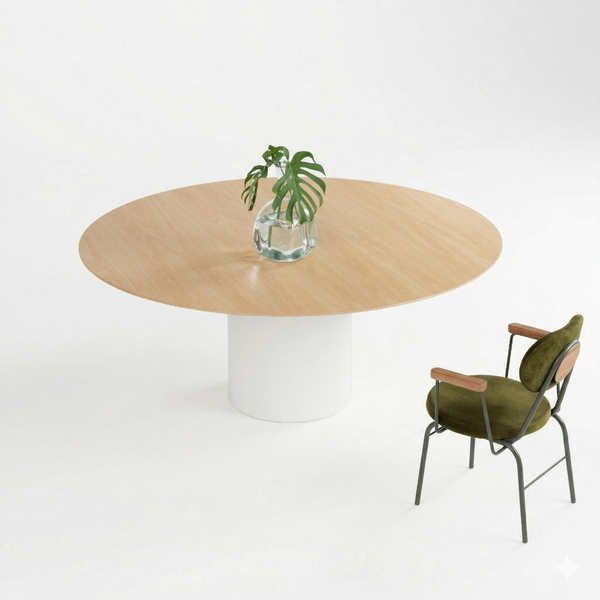 Mesa Bouman Solo | Tampo Madeira | Base Concreto e Granilite