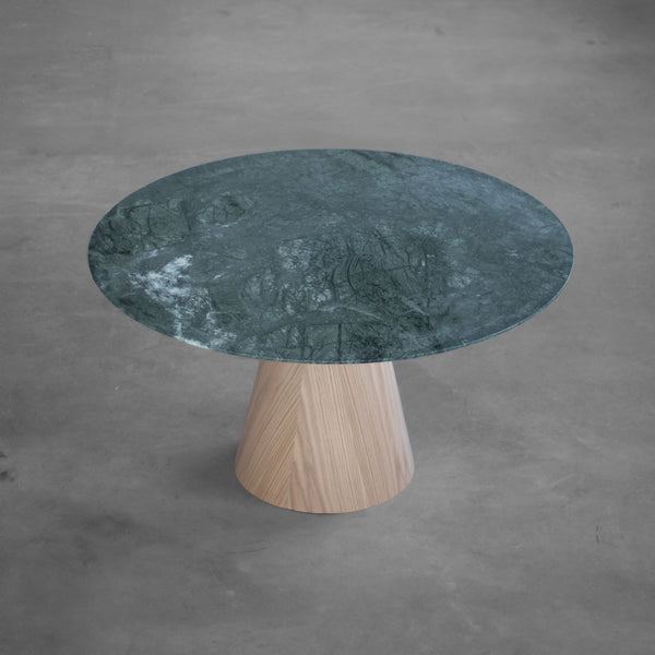 Mesa Cone Sol | Tampo Concreto / Granilite & Pedras | Base Laminada em Madeira